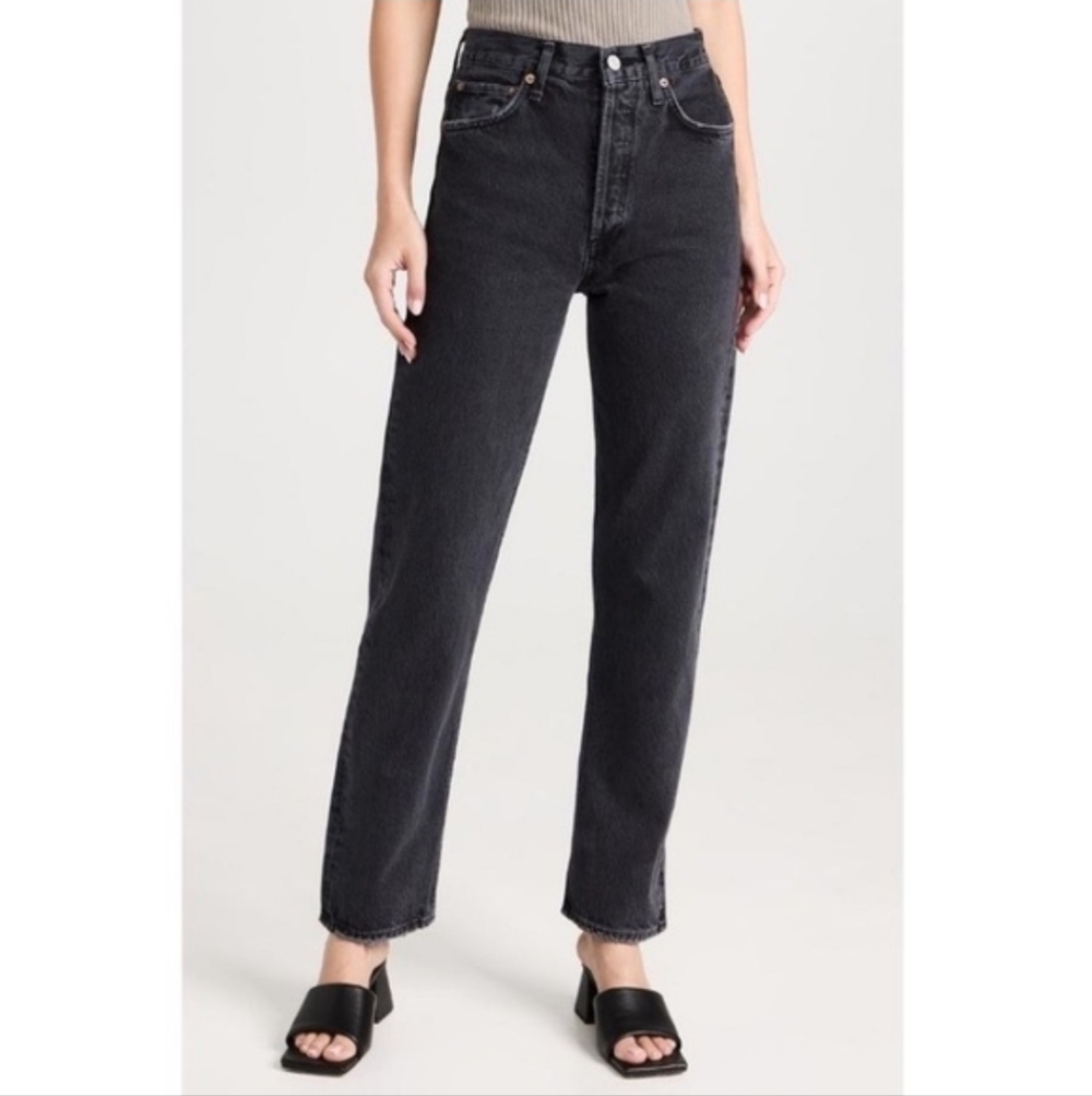 Agolde 90s High Rise Straight Leg Jeans Black Denim Cotton Size 27 Minimalist